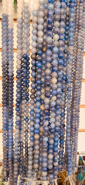 Blue Aventurine  -  Smooth Round Beads  15"
