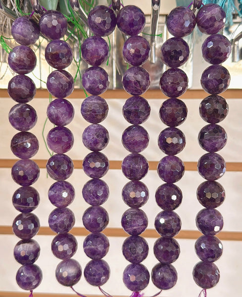 Amethyst A  -  Faceted Round   16"