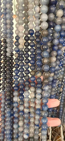 Blue Aventurine  -  Smooth Round Beads  15"