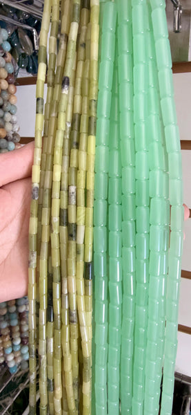 Round Tube - 014 Light Green Chalcedony Qtz  16"
