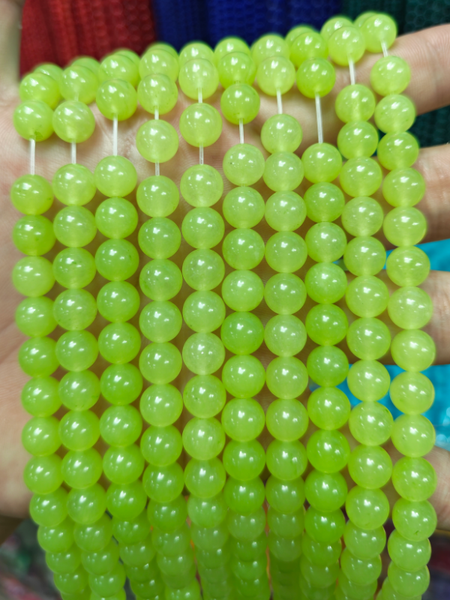Neon Green Jade  -  Smooth Round  16"
