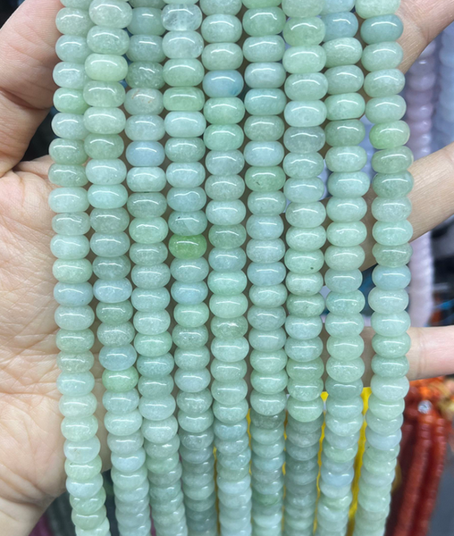 Light Spring Green Mashan Jade  -  Smooth Rondel  15"