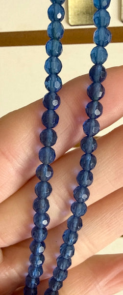 London Blue Crystal  -  Small Faceted Round  14"