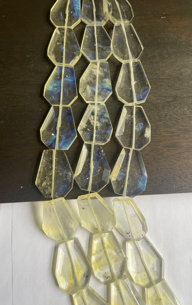 Faceted Slab Pendant   Pineapple Qtz w/ Black