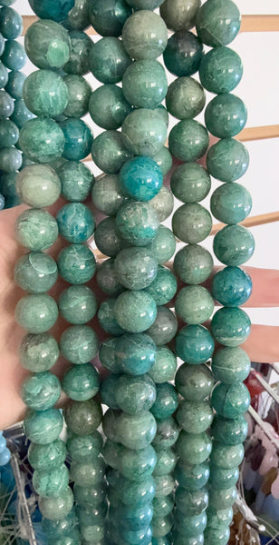 New Chrysacolla  -  Big Smooth Round Beads  16"