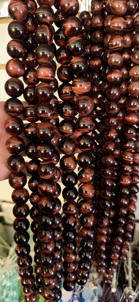 Red Tiger Eye AA  -  Big Smooth Round   16"