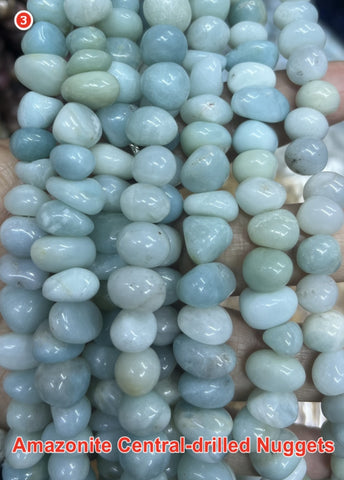 Amazonite #3 -  Center Drilled Nuggets 15"