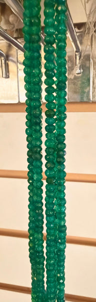 Multi Emerald Green Jade Light  -  Faceted Rondel  14"