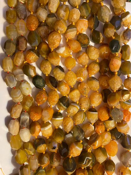 Orange Fire Agate w/ Grey  -  Machine Cut Nuggets 16"