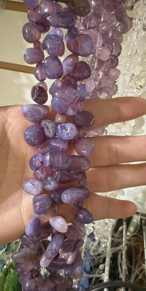 Purple Fire Agate  -  Smooth Drop Nuggets 16"