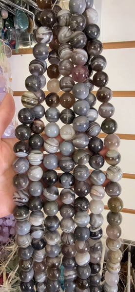 Botswana Agate  -  Big Smooth Round Beads  16"