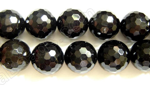 Black Onyx  -  128 Faceted Round  16"
