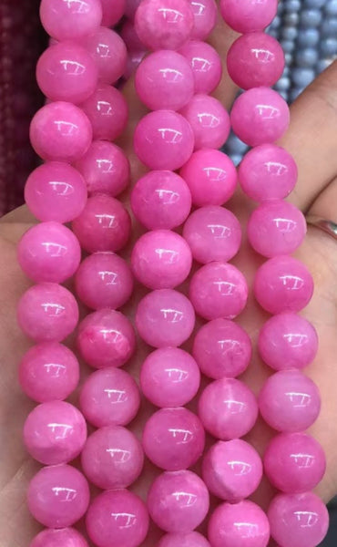 Pink Fuchsia Mashan Jade - Smooth Round  16"