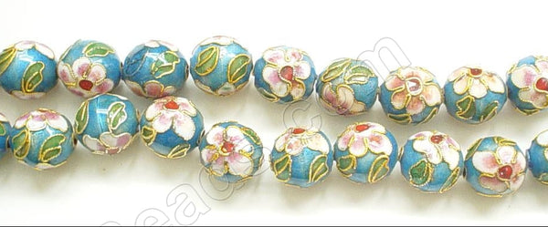Cloisonné Round Beads 7"   Color:  Aqua Blue