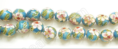 Cloisonné Round Beads 7"   Color:  Aqua Blue