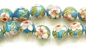 Cloisonné Round Beads 7"   Color:  Aqua Blue