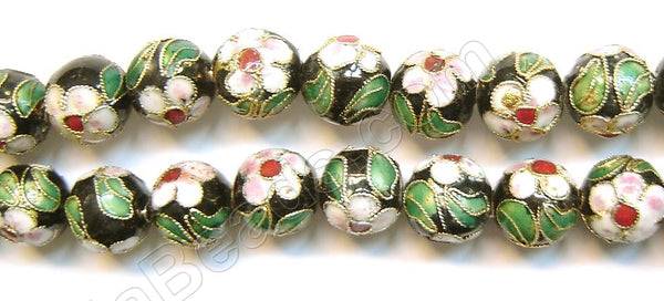 Cloisonné Round Beads    Color:  Black