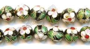 Cloisonné Round Beads    Color:  Black