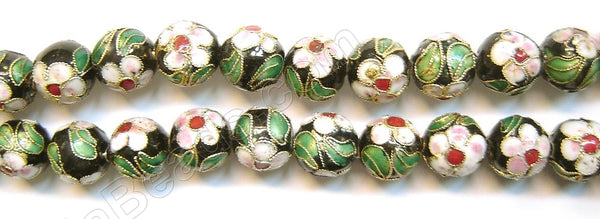 Cloisonné Round Beads    Color:  Black