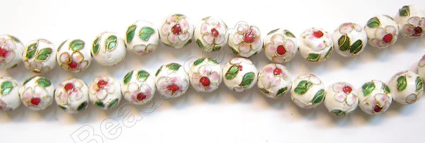 Cloisonné Round Beads   Color:  White