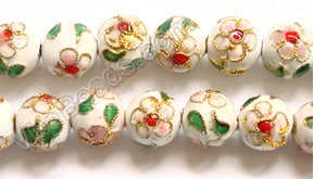 Cloisonné Round Beads   Color:  White