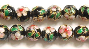 Cloisonné Round Beads    Color:  Black