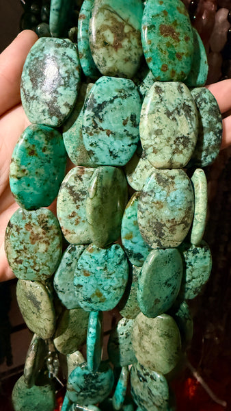 Africa Turquoise AA  -  Big Puff Oval Drum Ovals  16"
