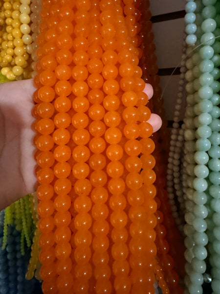 Orange Malay Jade  -  Smooth Round  15"