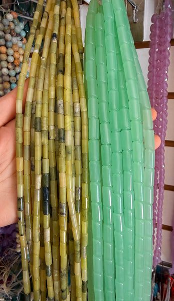 Round Tube - 014 Light Green Chalcedony Qtz  16"