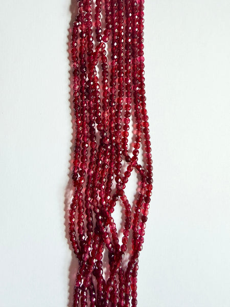 Dark Red Garnet Jade  -  Small Faceted Round  14"