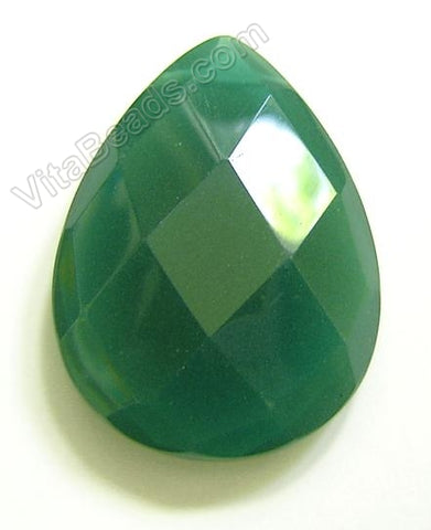 Faceted Pendant - Briolette Drop Forest Green Quartz