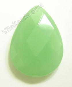 Faceted Pendant - Briolette Chalcedony Green 014