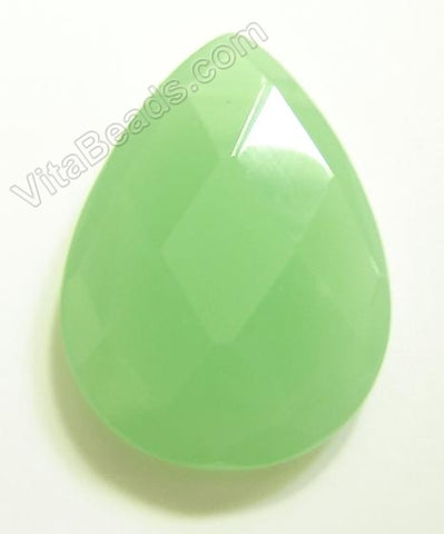 Faceted Pendant - Briolette Chalcedony Green 014