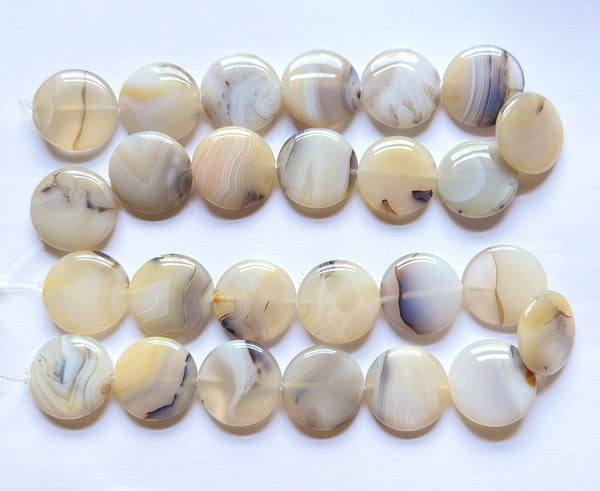 Natural Warm Sardonix Agate w/ Black A  -  Puff Coins 16"