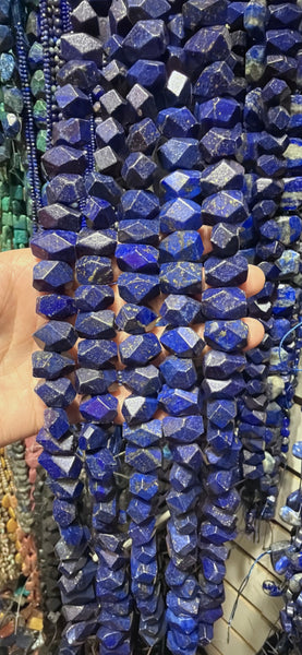Lapis Lazuli AA  -  Center Drilled Fine Cut Nuggets 16"    12 x 15 x 10 mm