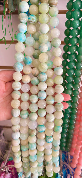 Hemimorphite  -  Big Smooth Round Beads  16"