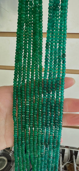 Emerald Green Jade  -  Faceted Rondel  14"