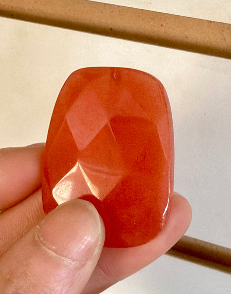 Dark Orange Jade - 30x40mm Faceted Ladder Pendant