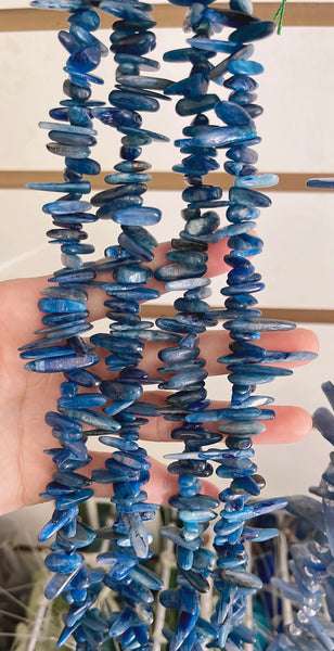 Deep Blue Apatite AAA  -  Smooth Long Sticks 15"