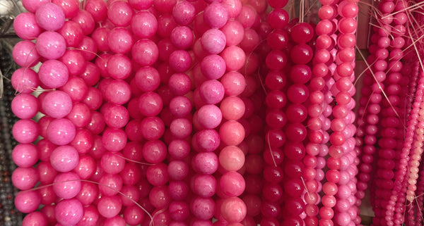 Pink Fuchsia Mashan Jade  -  Smooth Round  16"