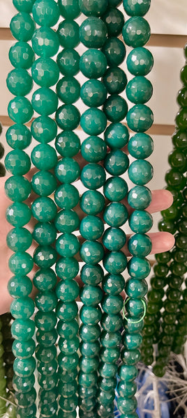 Emerald Chalcedony  -  Faceted Round   16"