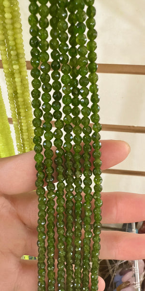 Dark BC Green Jade  -  Faceted Round  16"