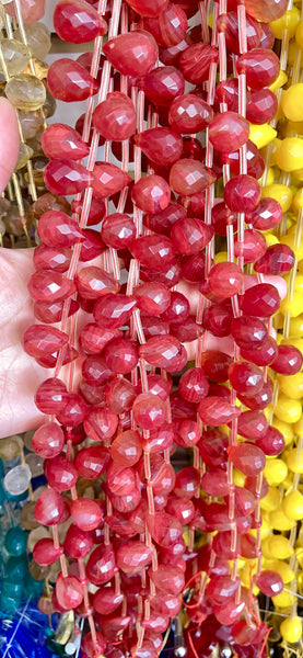 Fire Quartz - Faceted Teardrop  16"