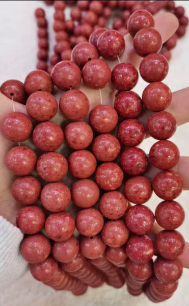 Sponge Coral Light  -  Smooth Round Beads  16"