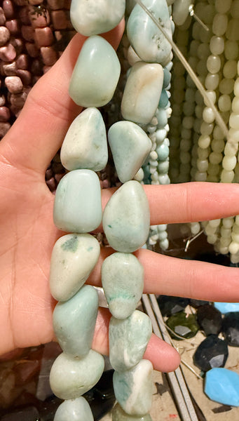 Amazonite AB  -  Free Form Smooth Nuggets  16"