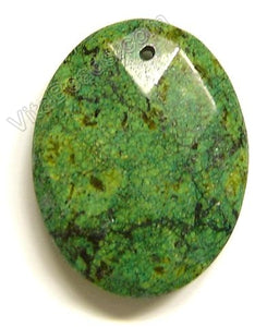 Green Turquoise - Faceted Oval Pendant