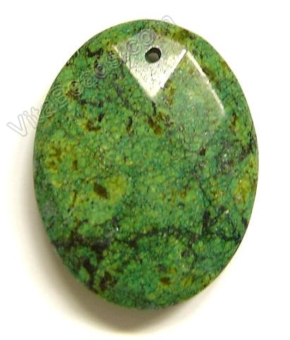 Faceted Pendant - Oval Green Chrysacolla