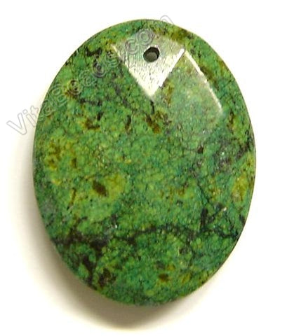 Green Turquoise - Faceted Oval Pendant