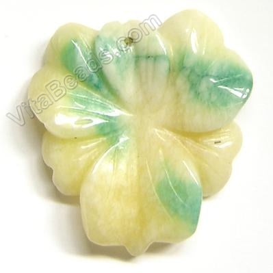 Candy Jade Pendant - Triangle Flower - Mixed Yellow Light