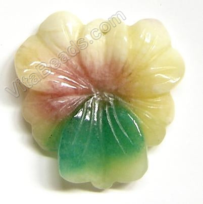 Candy Jade Pendant - Triangle Flower - Mixed Green Yellow Dark